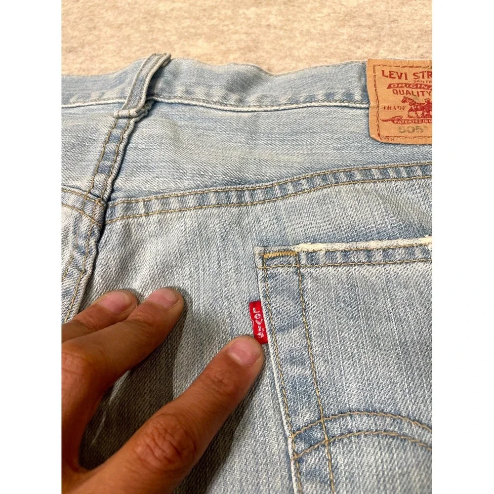 Levis 501 Original Fit Jeans Men 36x36 Blue Denim Cotton Straight Leg Light Wash